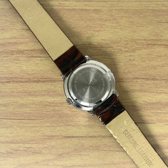 Anchor Blue Wristwatch Floral Brown Leather Buckle Band Silver Tone Face - Picture 3 of 5